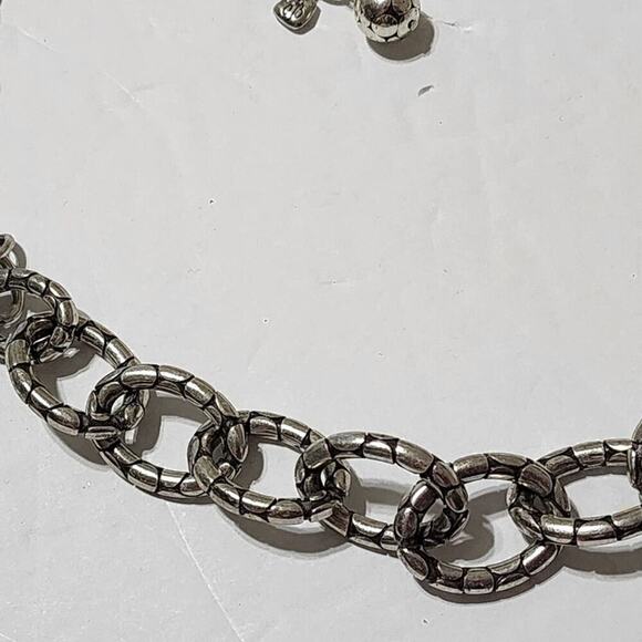 BRIGHTON PEBBLE PAVE LINK silver plated Crystal thick link 20" NECKLACE - Picture 2 of 7